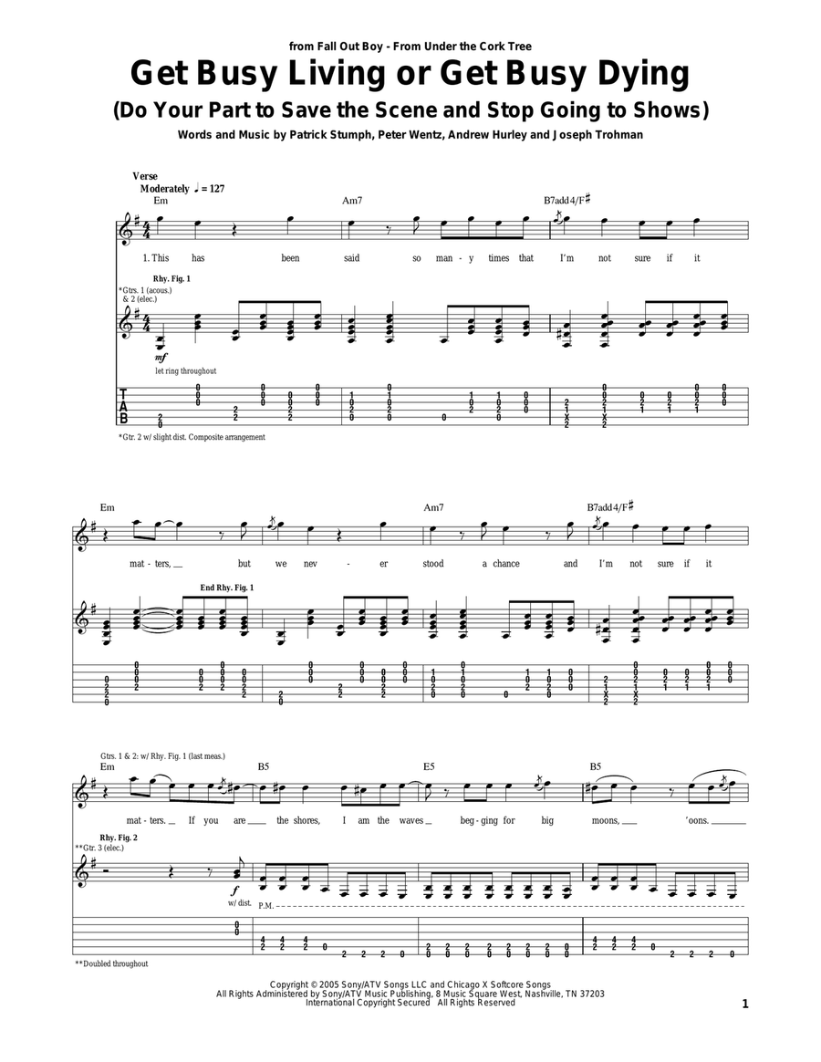 Get Busy Living Or Get Busy Dying (Do Your Part To Save The Scene And Stop Going To Shows) Acoustic Guitar scores gallery preview page 1