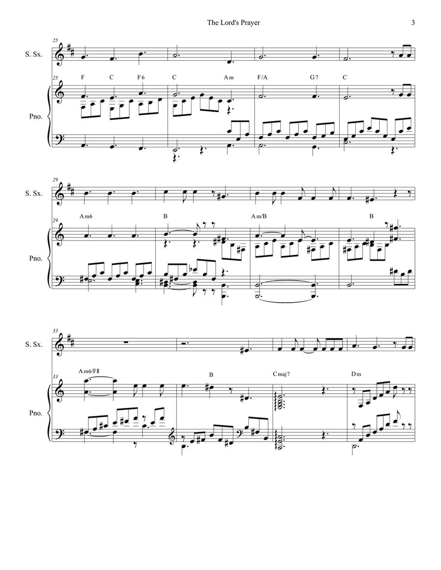 The Lord's Prayer Soprano Saxophone scores gallery preview page 3
