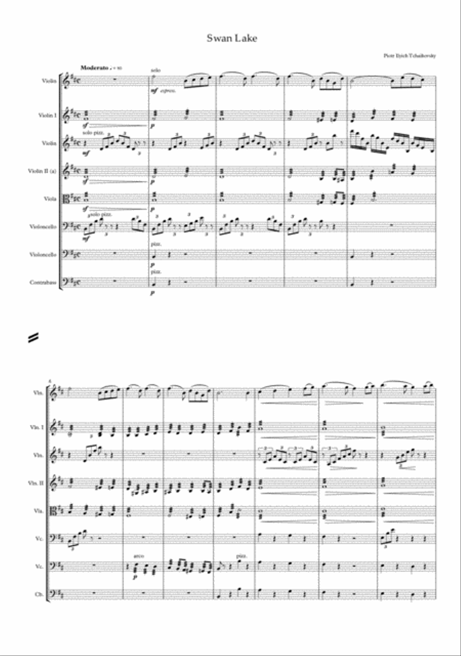 Scene from Swan Lake Suite Op. 20a String Orchestra scores gallery preview page 2