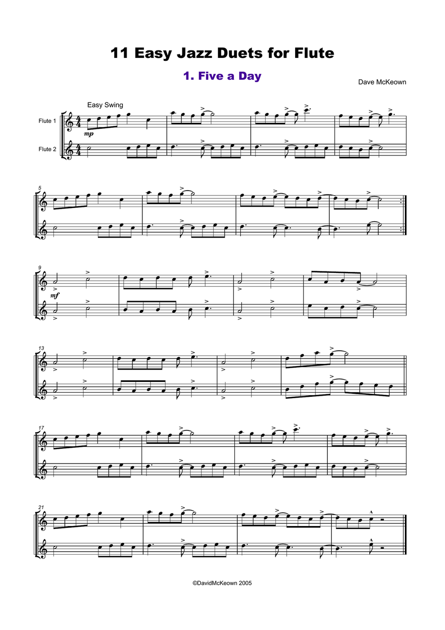11 Easy Jazz Duets for Flute Flute Duet scores gallery preview page 2