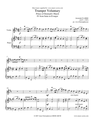 Trumpet Voluntary, or Prince of Denmark's March - Violin and Piano - D major