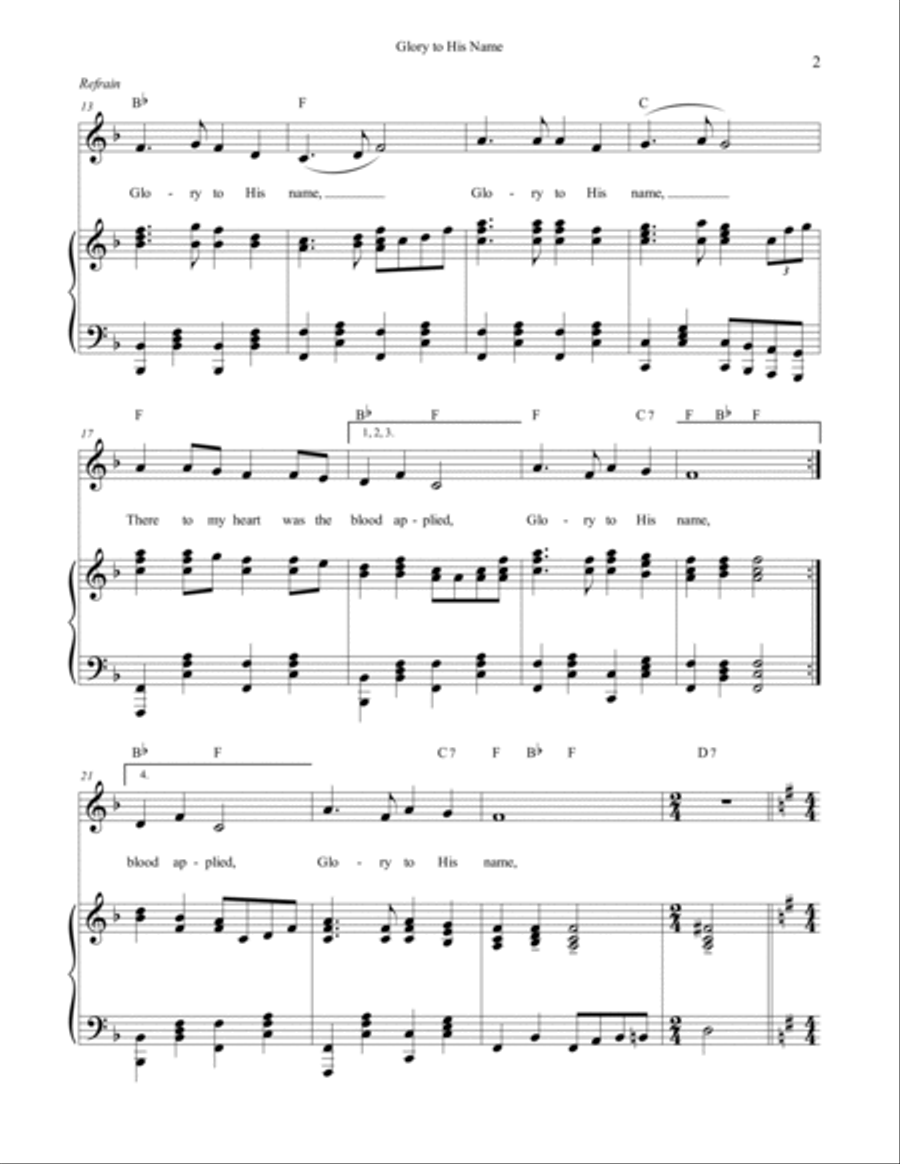 Glory to His Name! (Down at the Cross) Piano, Vocal, Guitar scores gallery preview page 2