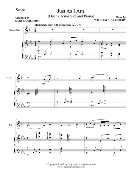 Gary Lanier: 3 HYMNS of COMMITMENT (Duets for Tenor Sax & Piano) image number null