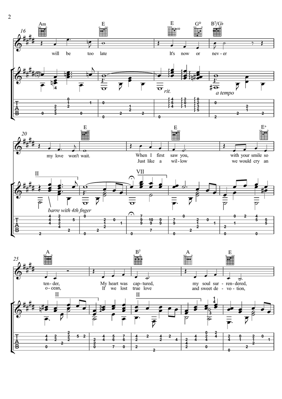 It's Now Or Never It's Now Or Never Acoustic Guitar scores gallery preview page 2