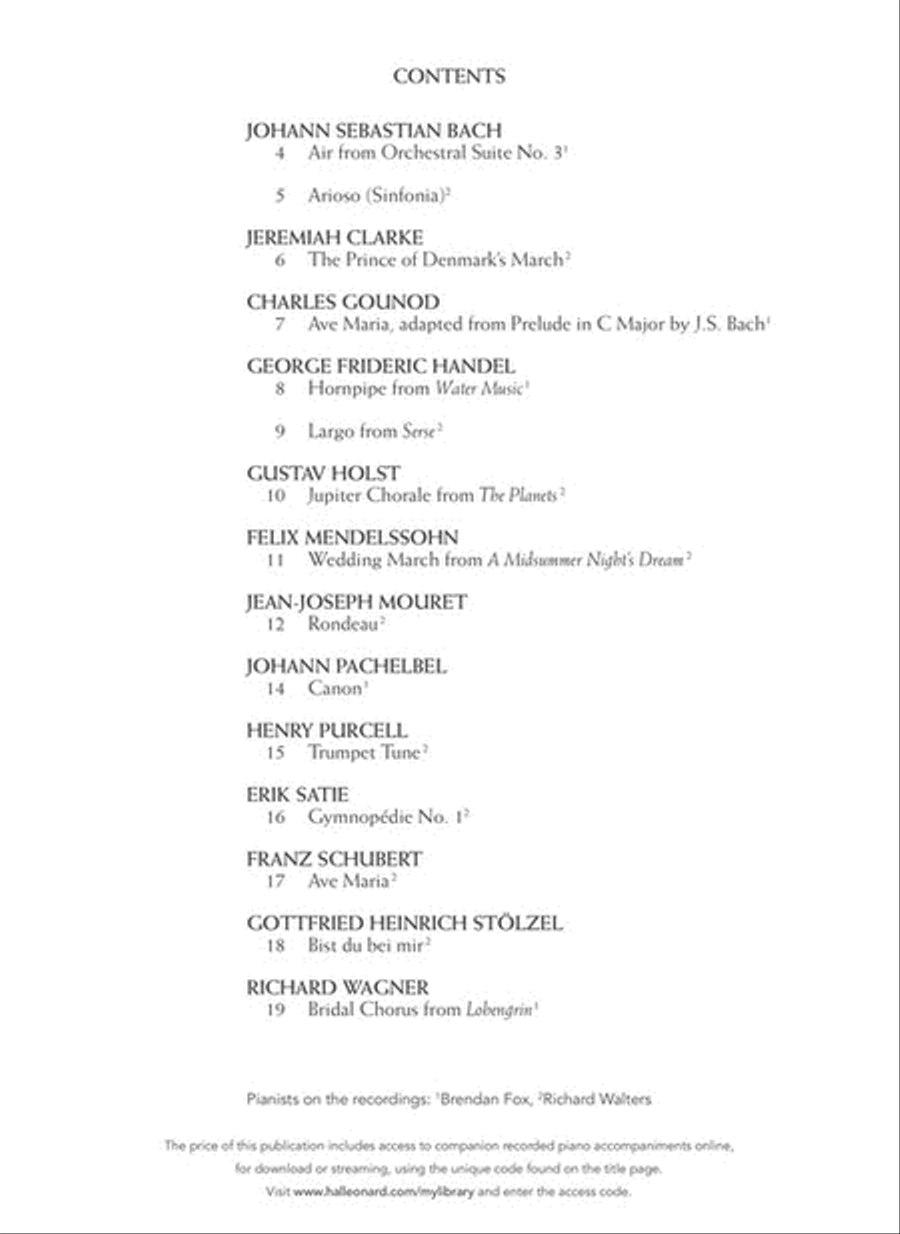 Wedding Music for Classical Players - Trumpet and Piano