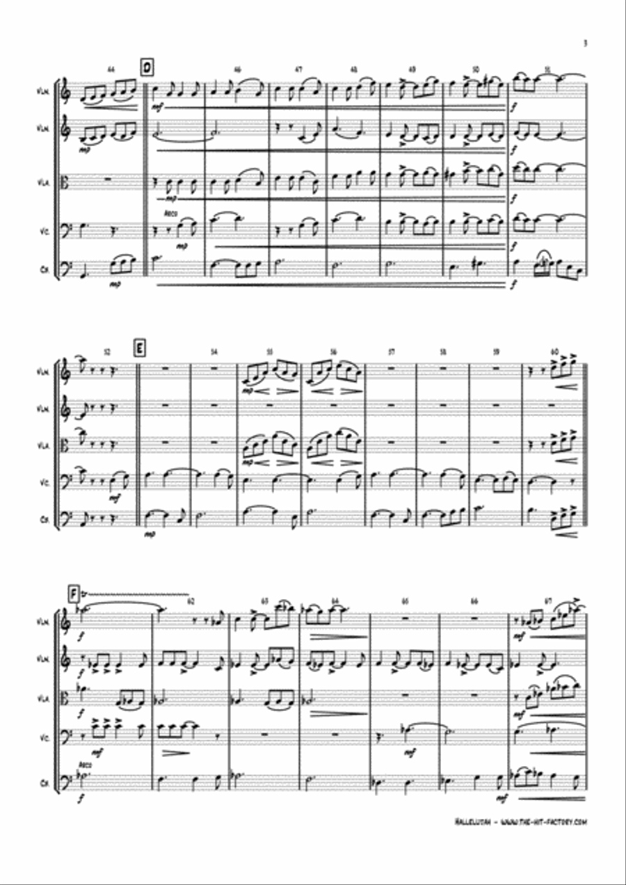 Hallelujah String Quintet scores gallery preview page 3
