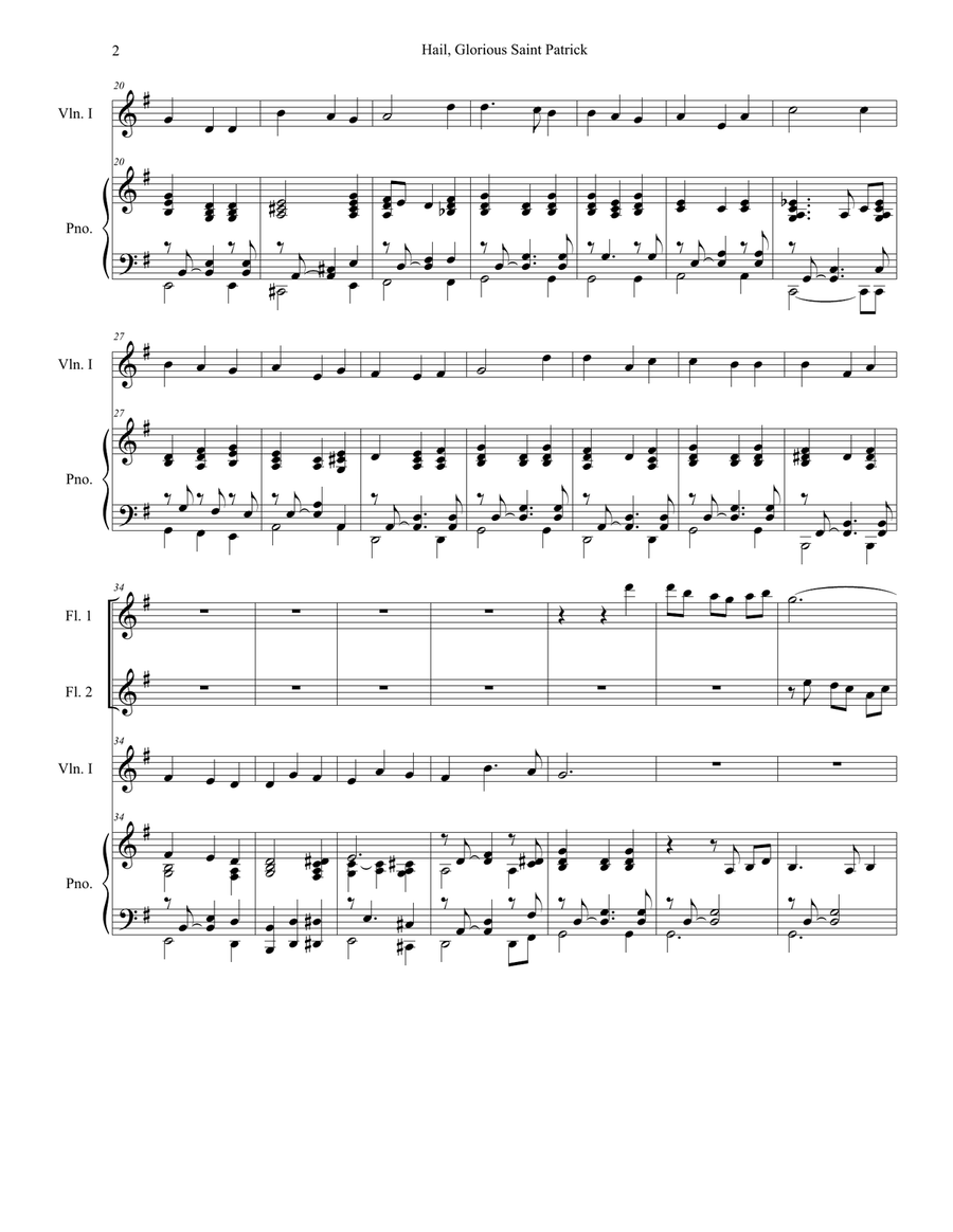 Hail, Glorious Saint Patrick (for String Orchestra and Piano) String Orchestra scores gallery preview page 2