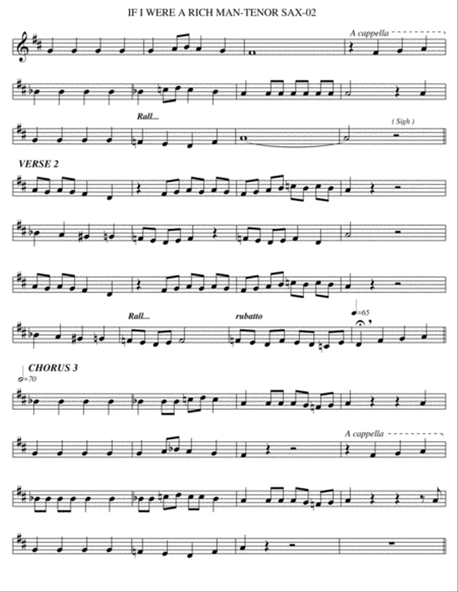 If I Were A Rich Man Tenor Saxophone scores gallery preview page 2