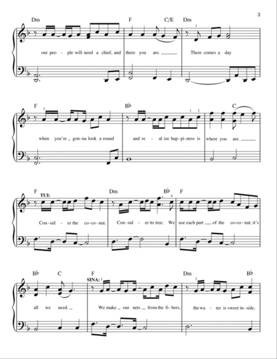 Where You Are (from Moana) Easy Piano scores gallery preview page 3
