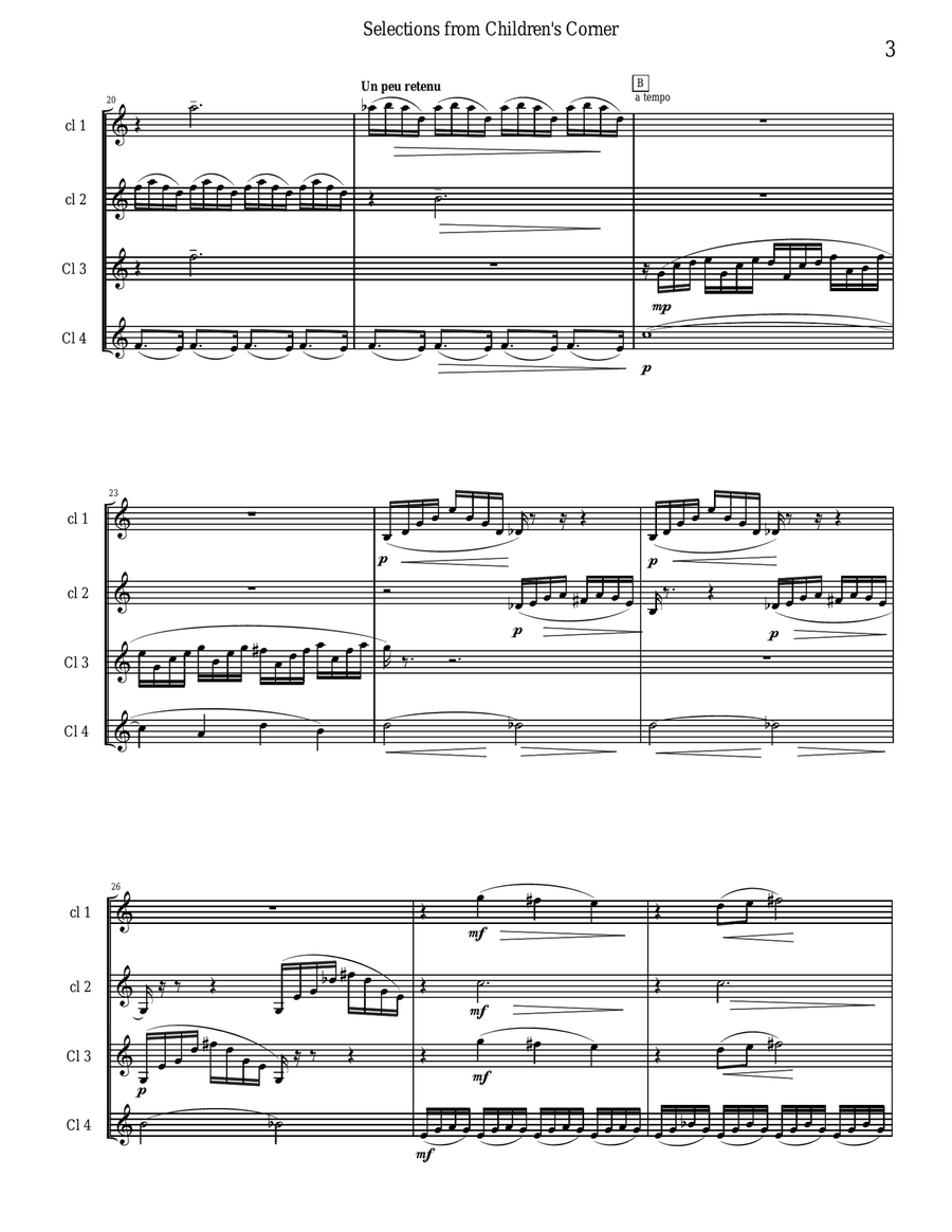 Debussy Children's Corner for Clarinet Quartet Clarinet Quartet scores gallery preview page 4