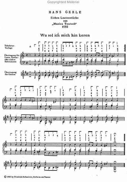 Die Tabulatur, Heft 2: Sieben Lautenstucke aus "Musica Teutsch", 1532