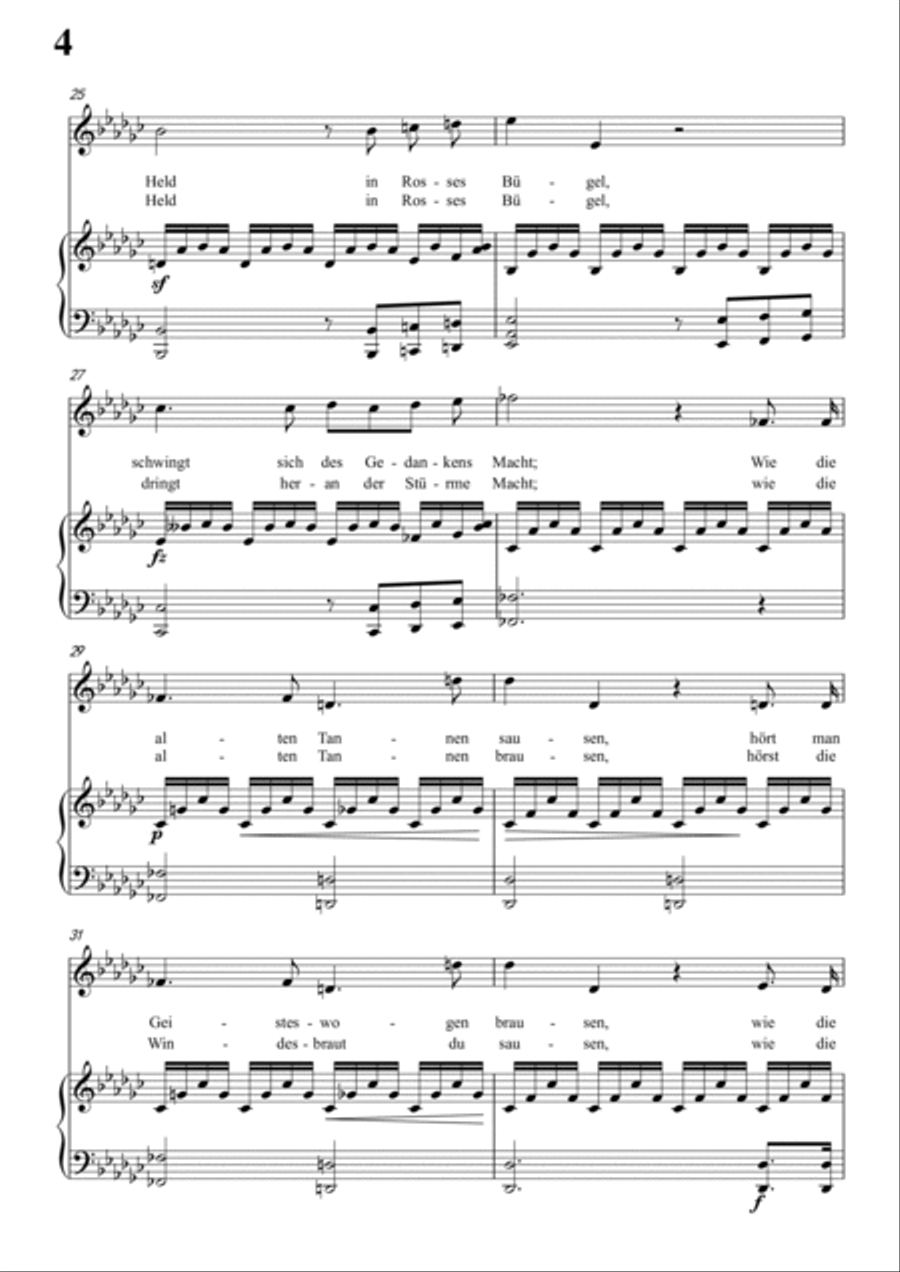 Schubert-Waldes-Nacht in bG for Vocal and Piano Voice scores gallery preview page 5