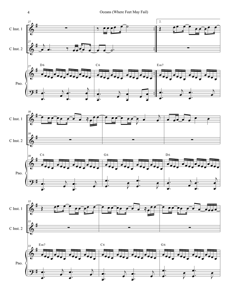 Oceans (Where Feet May Fail) Flute scores gallery preview page 4