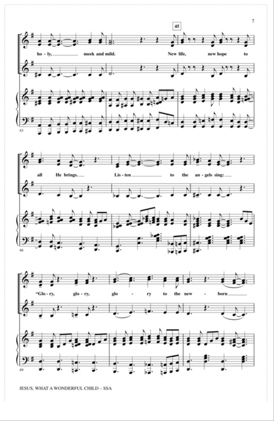 Jesus, What A Wonderful Child SSA scores gallery preview page 6
