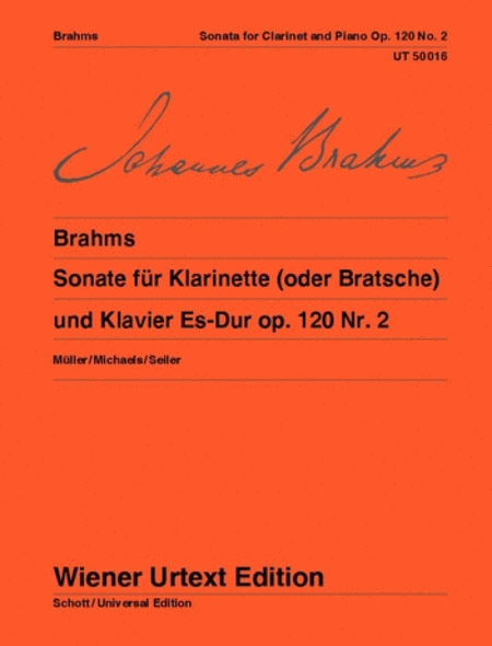 Johannes Brahms : Sonata for Clarinet (or Viola) and piano, E flat major, Op. 120, no. 2
