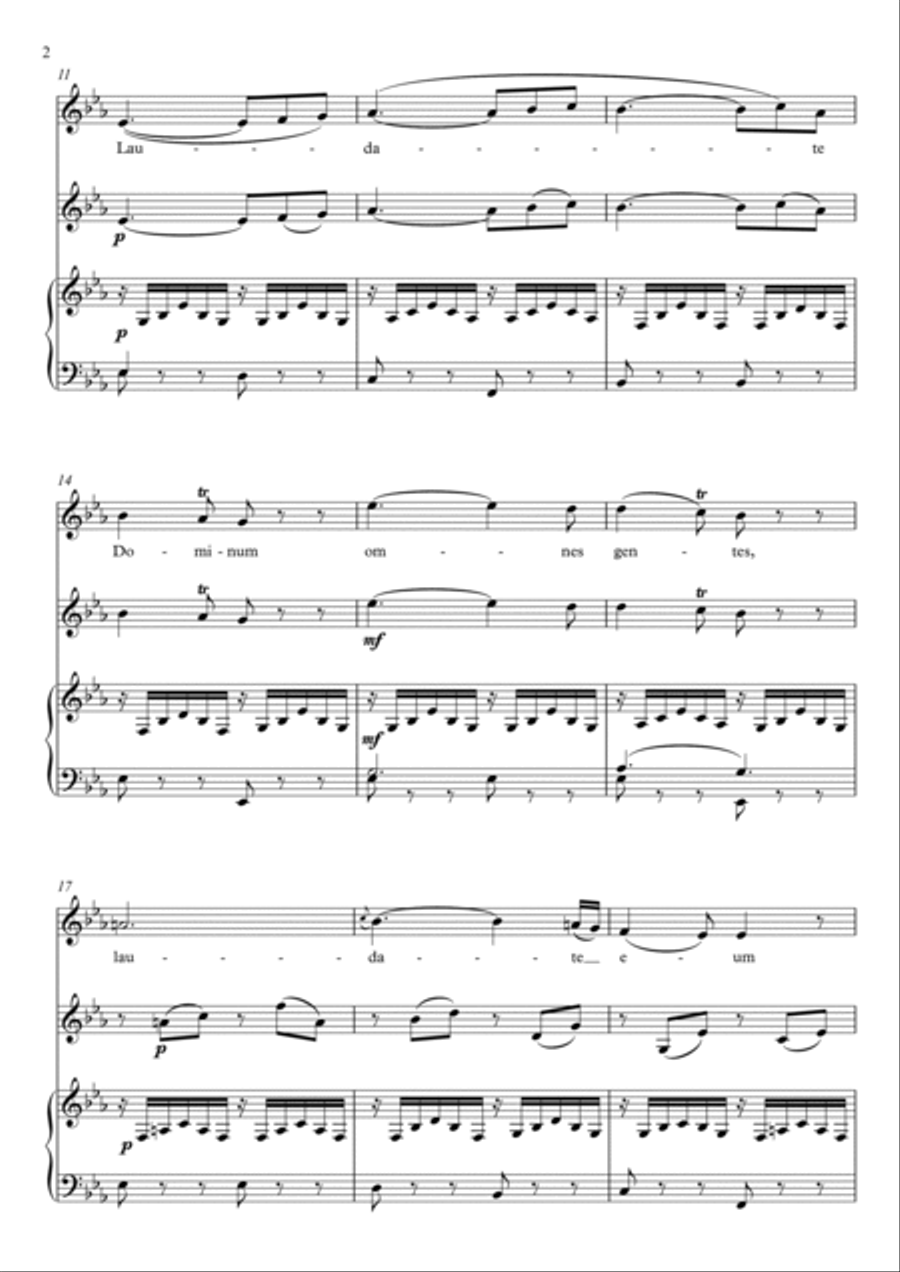 Laudate Dominum - Vesperae solennes de confessore (Eb Major) Medium Voice scores gallery preview page 3