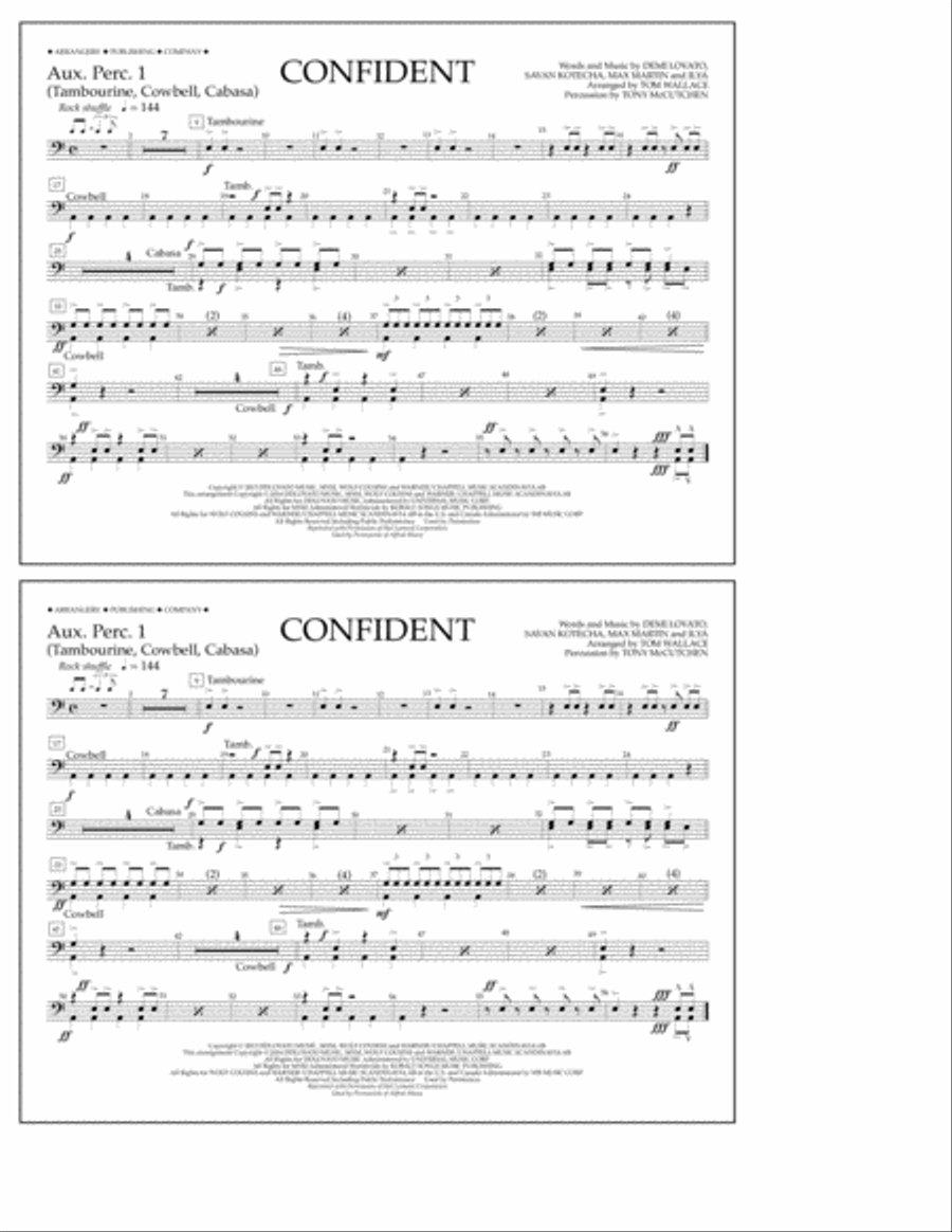 Confident - Aux. Perc. 1 Marching Band scores gallery preview page 1