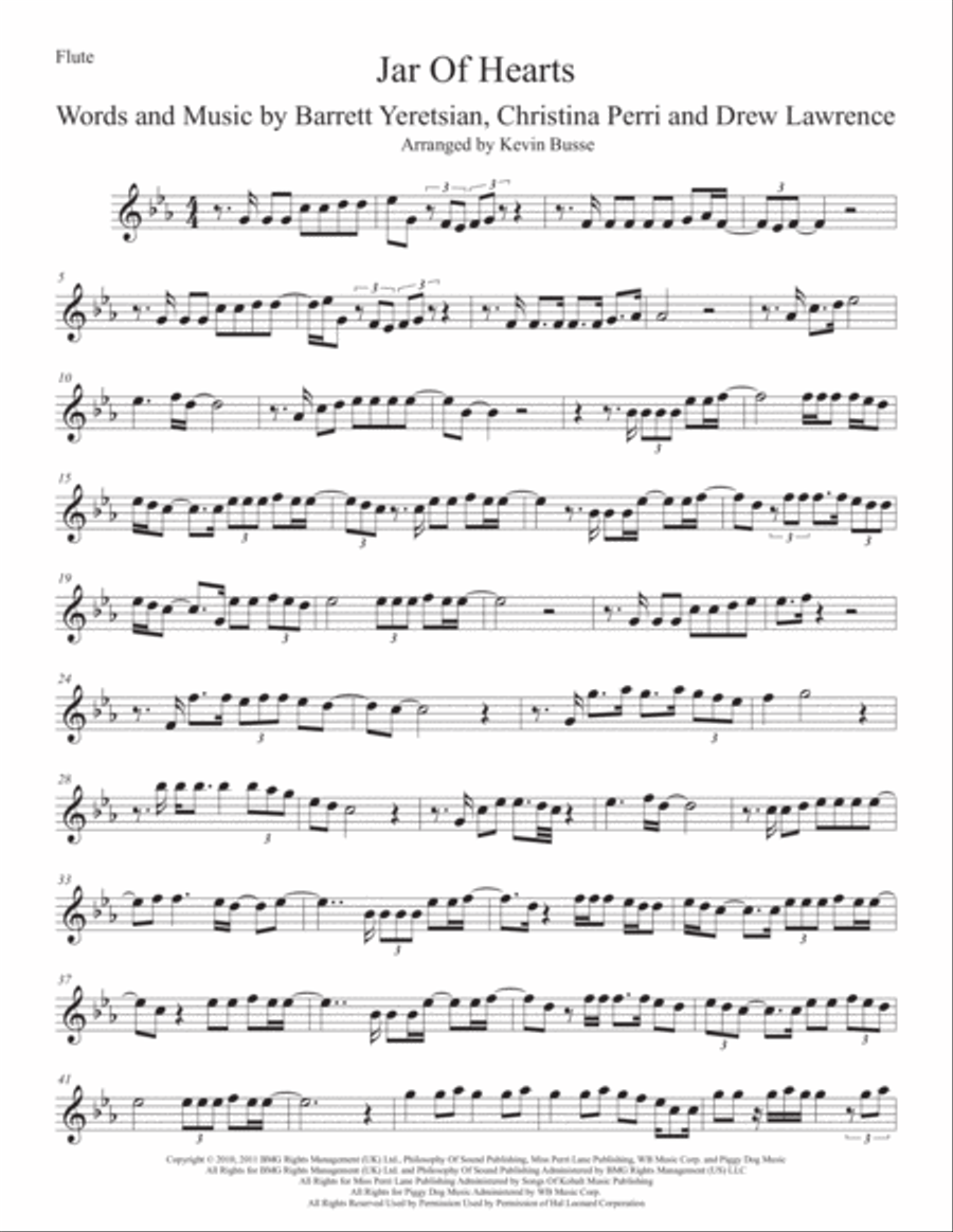 Jar Of Hearts Jar Of Hearts Flute Solo scores gallery preview page 1