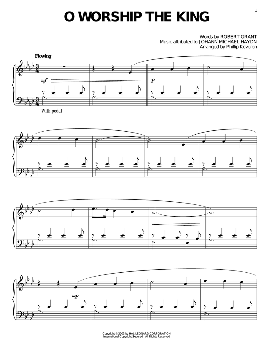 O Worship The King (arr. Phillip Keveren) Piano Solo scores gallery preview page 1
