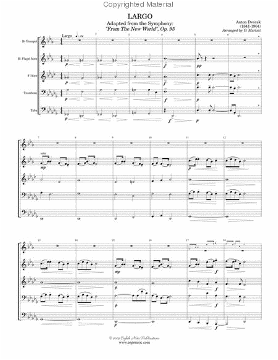 Largo (from Symphony from the New World) Brass Quintet scores gallery preview page 2