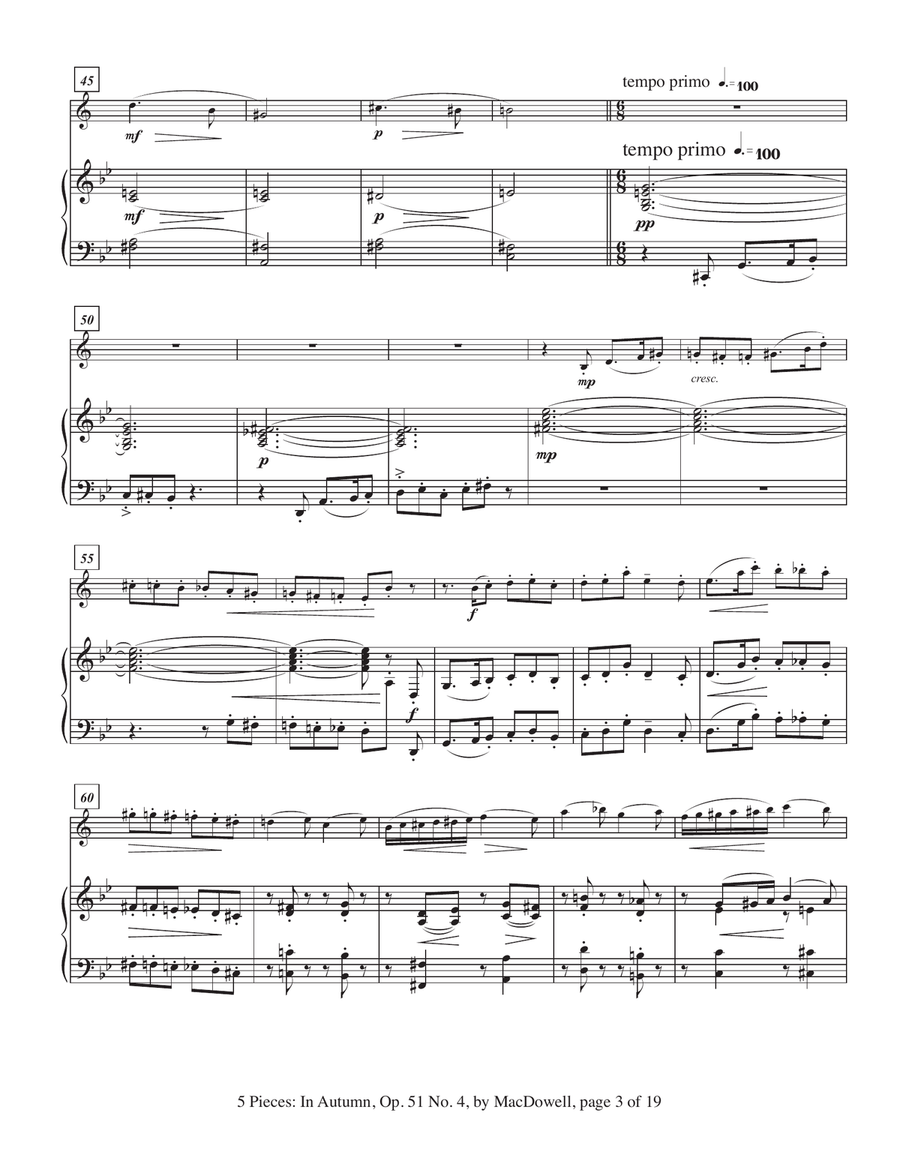 Five Pieces by Edward MacDowell Woodwind Duet scores gallery preview page 6