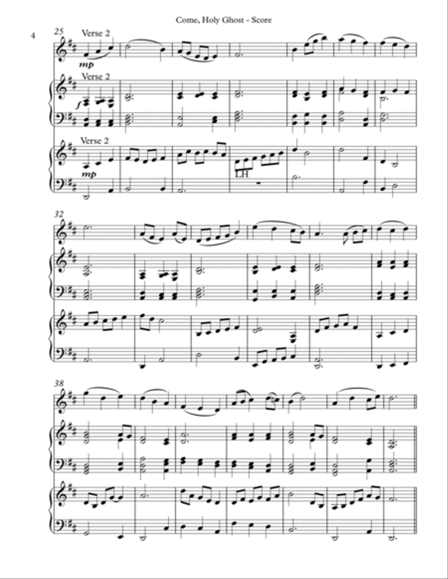 Come, Holy Ghost, Trio for Violin, Harp, Piano Pedal Harp scores gallery preview page 4