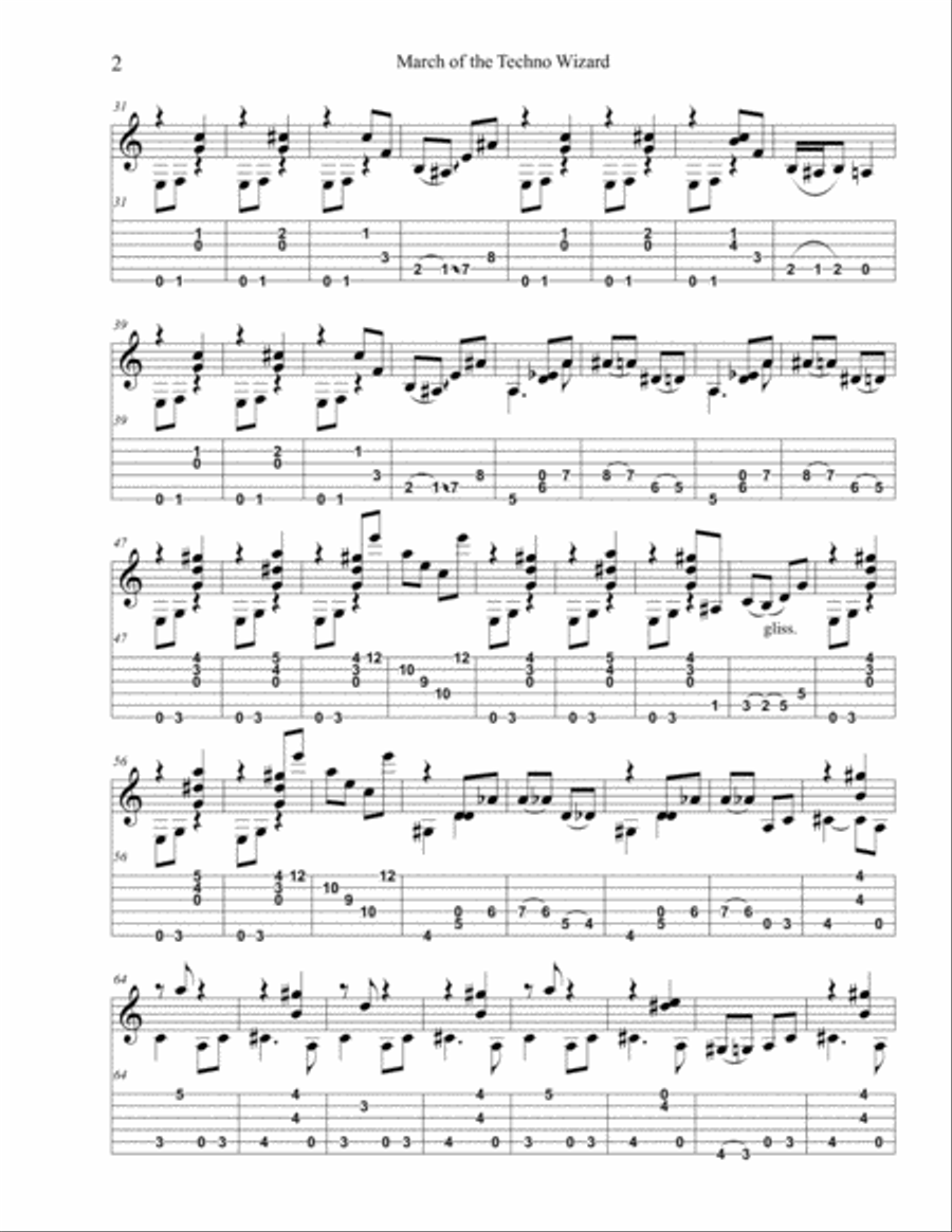 March of the Techno Wizard Electric Guitar scores gallery preview page 2