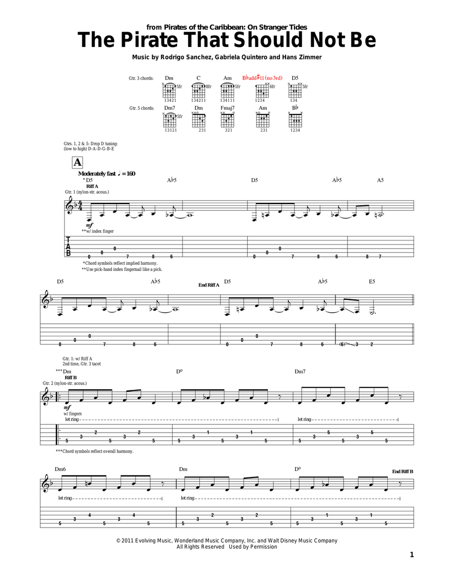 The Pirate That Should Not Be Guitar Tablature scores gallery preview page 1