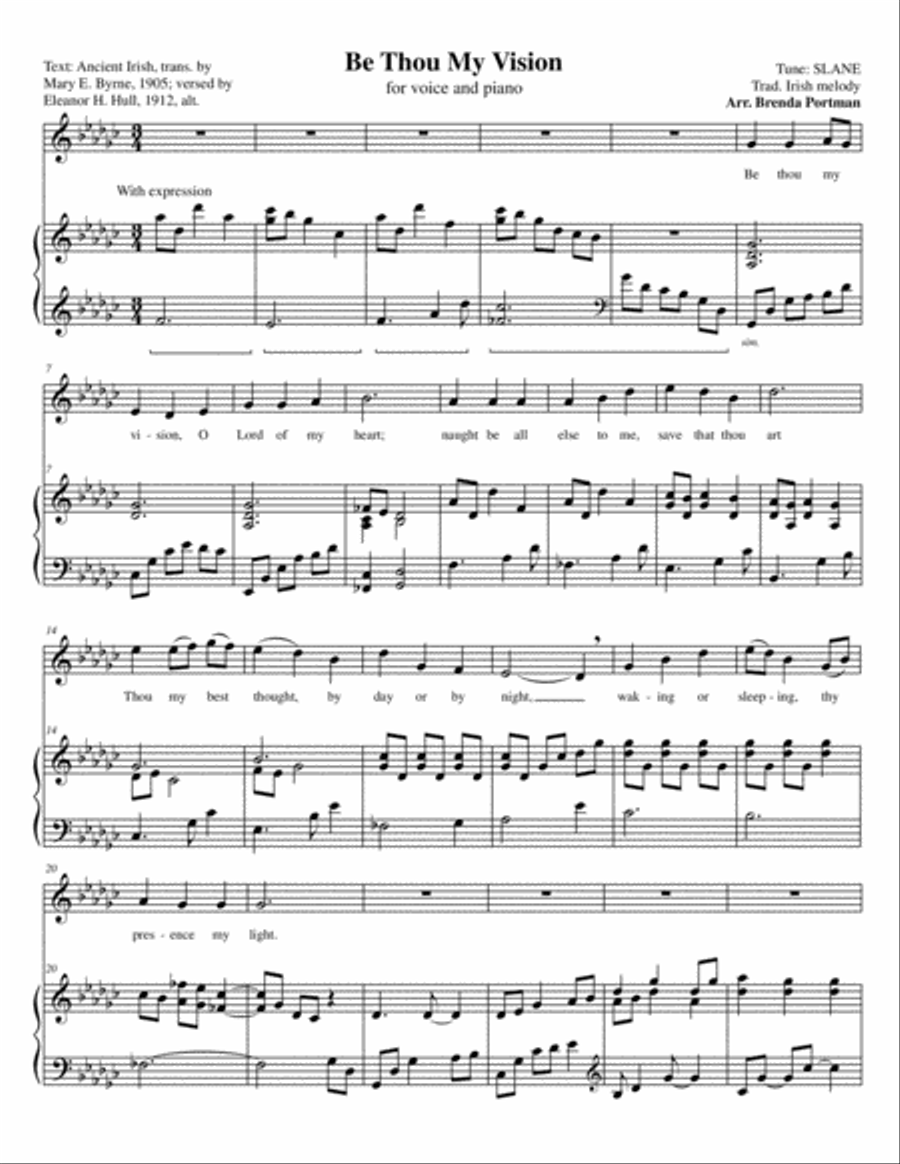 Be Thou My Vision (SLANE), High Voice, arr. Brenda Portman High Voice scores gallery preview page 1