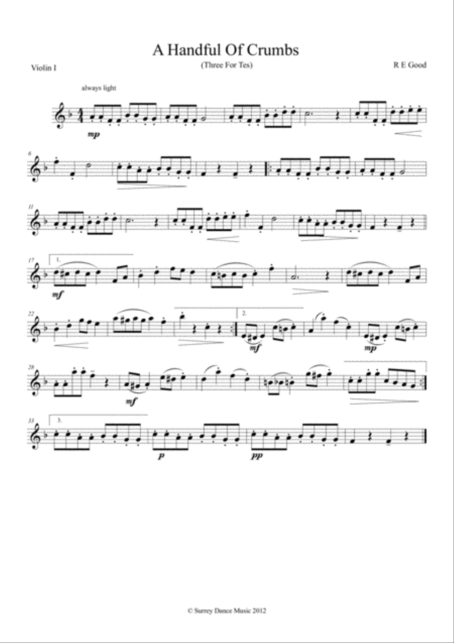 A Handful Of Crumbs (Three For Tea) String Quartet scores gallery preview page 4