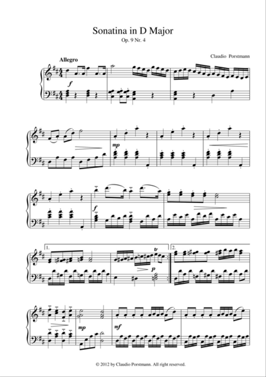 Sonatina in D Major Piano Solo scores gallery preview page 1