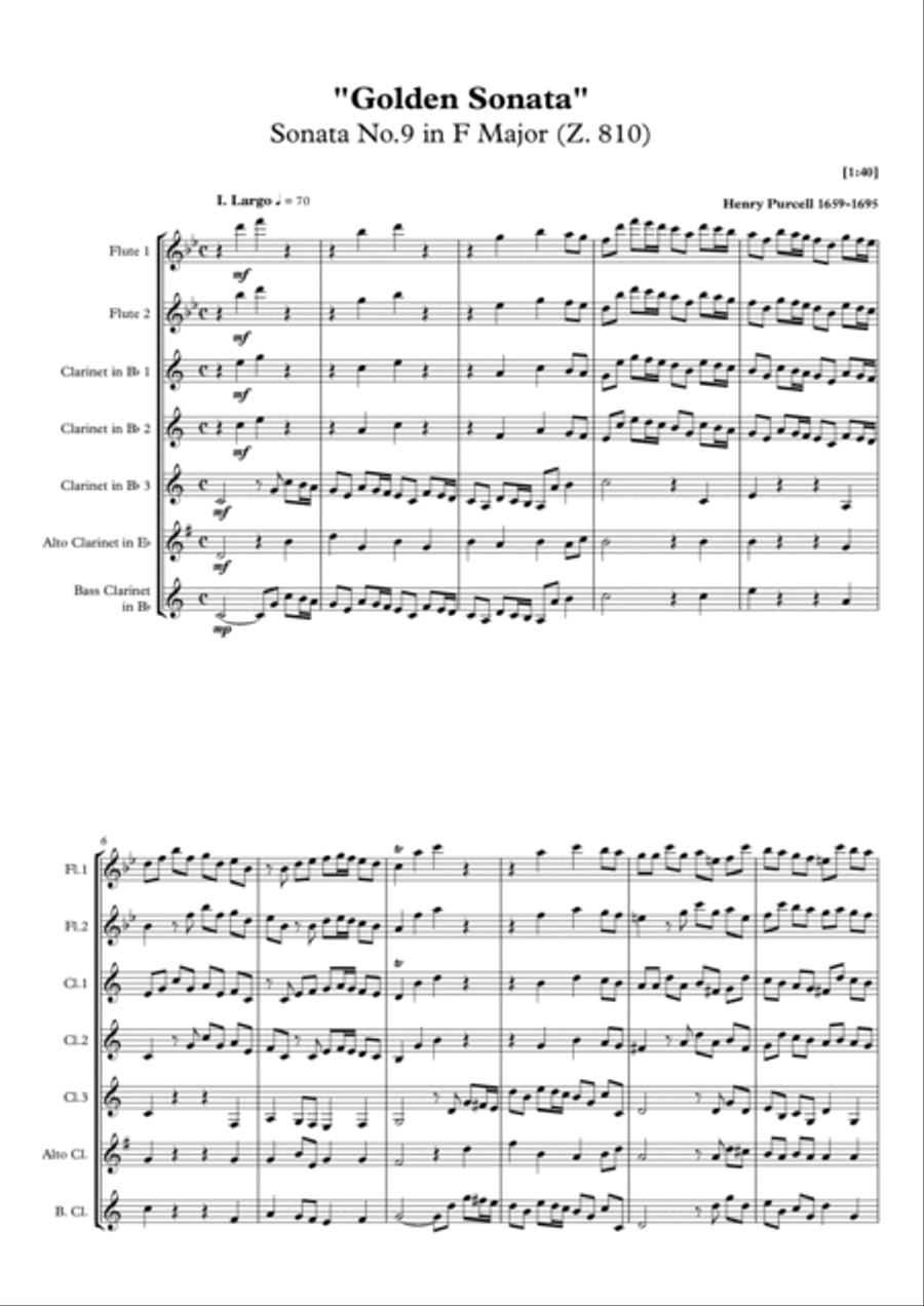 Golden Sonata - Henry Purcell Woodwind Quintet scores gallery preview page 2