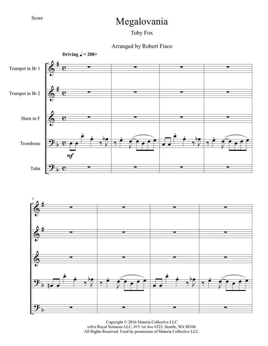 MEGALOVANIA (from Undertale) Brass Ensemble scores gallery preview page 2