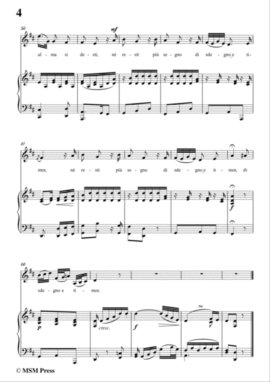 Mozart-Ridente la calma,in D Major,for Voice and Piano Voice Solo scores gallery preview page 6