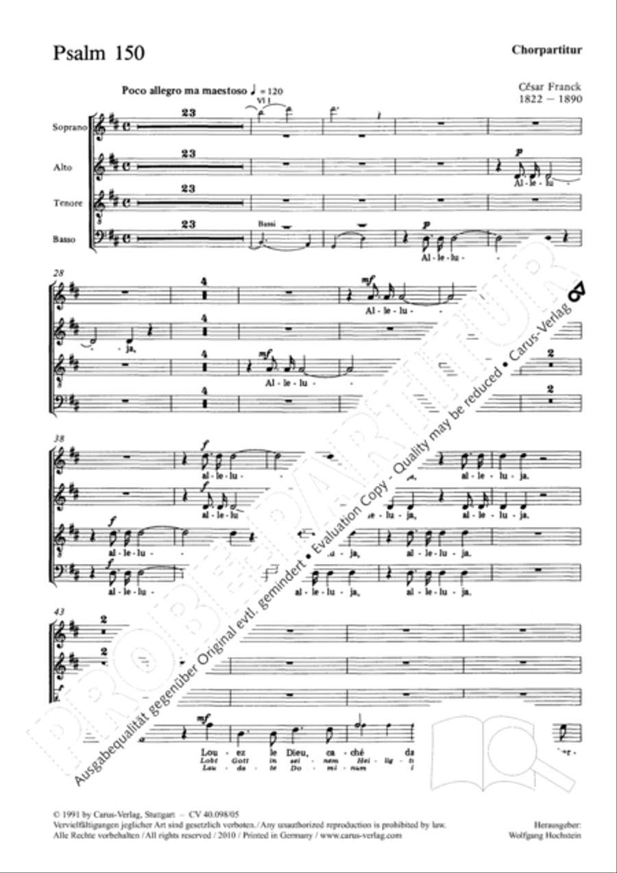 Psalm 150 (Der 150. Psalm) 4-Part scores gallery preview page 3