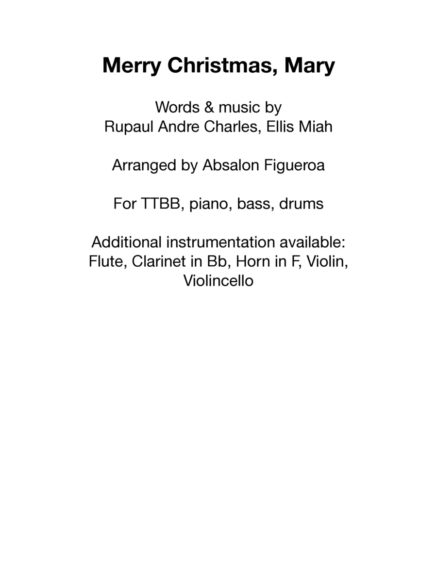 Merry Christmas Mary TTBB scores gallery preview page 1