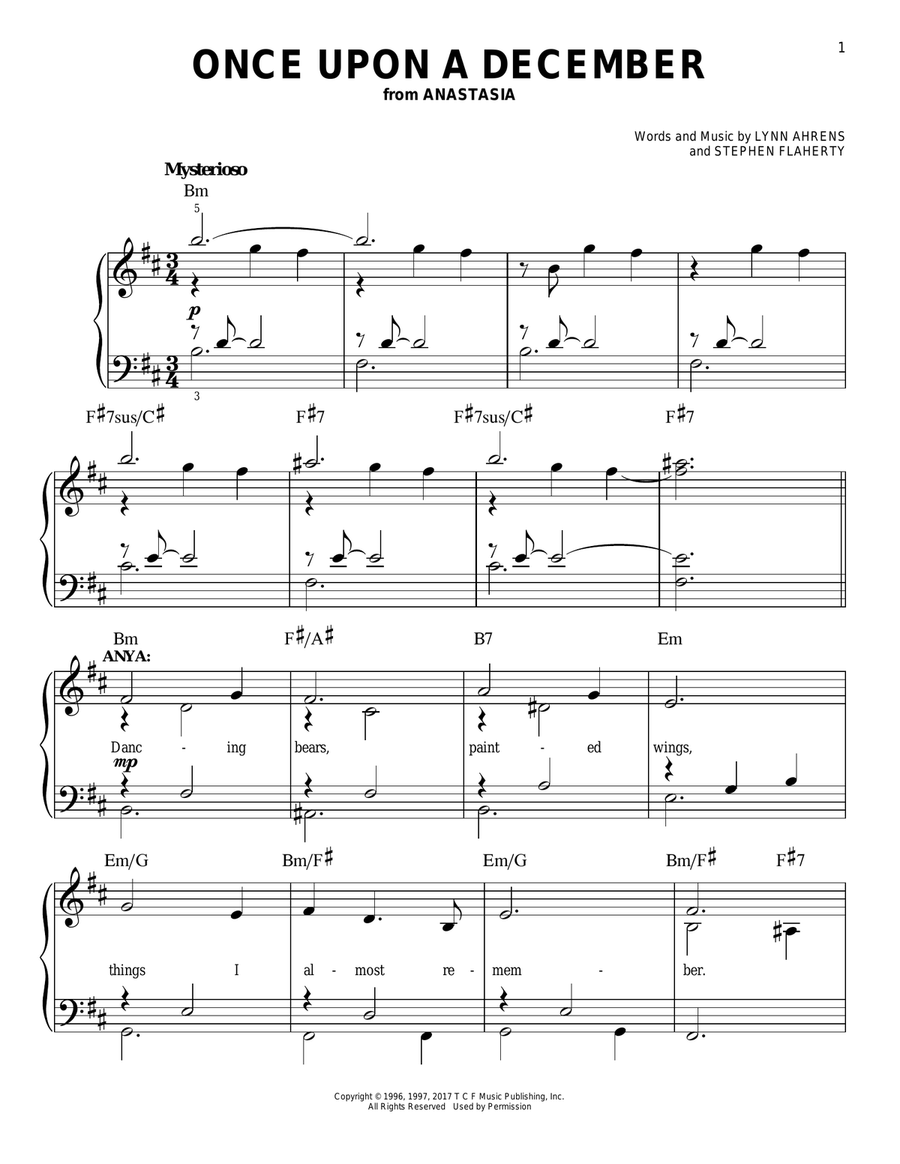 Once Upon A December Easy Piano scores gallery preview page 1