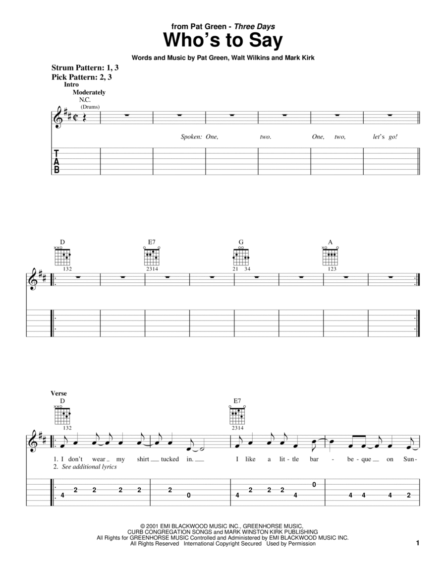 Who's To Say Electric Guitar scores gallery preview page 1