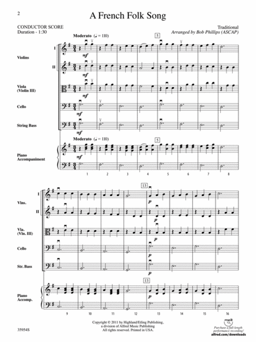 A French Folk Song: Score