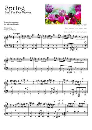 Spring, from The Four Seasons VIVALDI Piano Sheet Self Learning Series