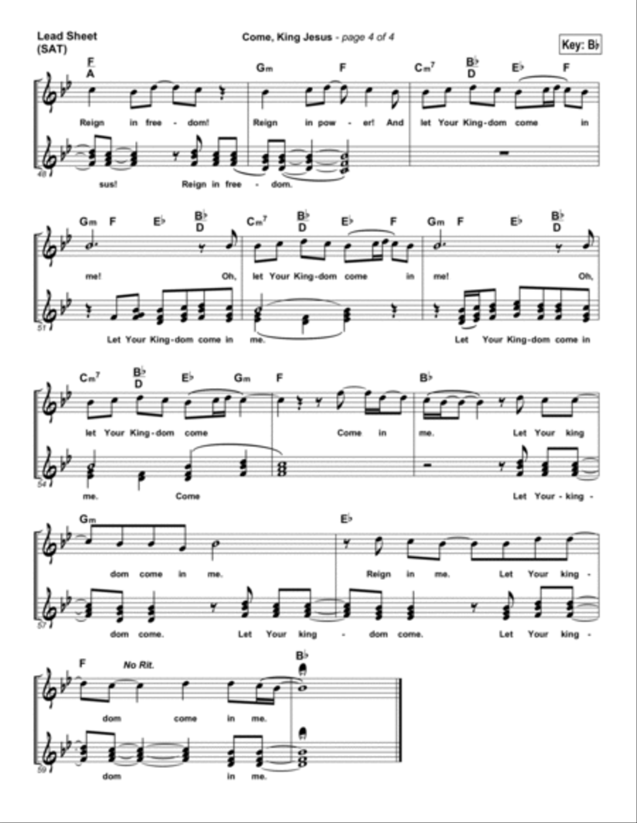 Come King Jesus Come King Jesus Piano scores gallery preview page 4