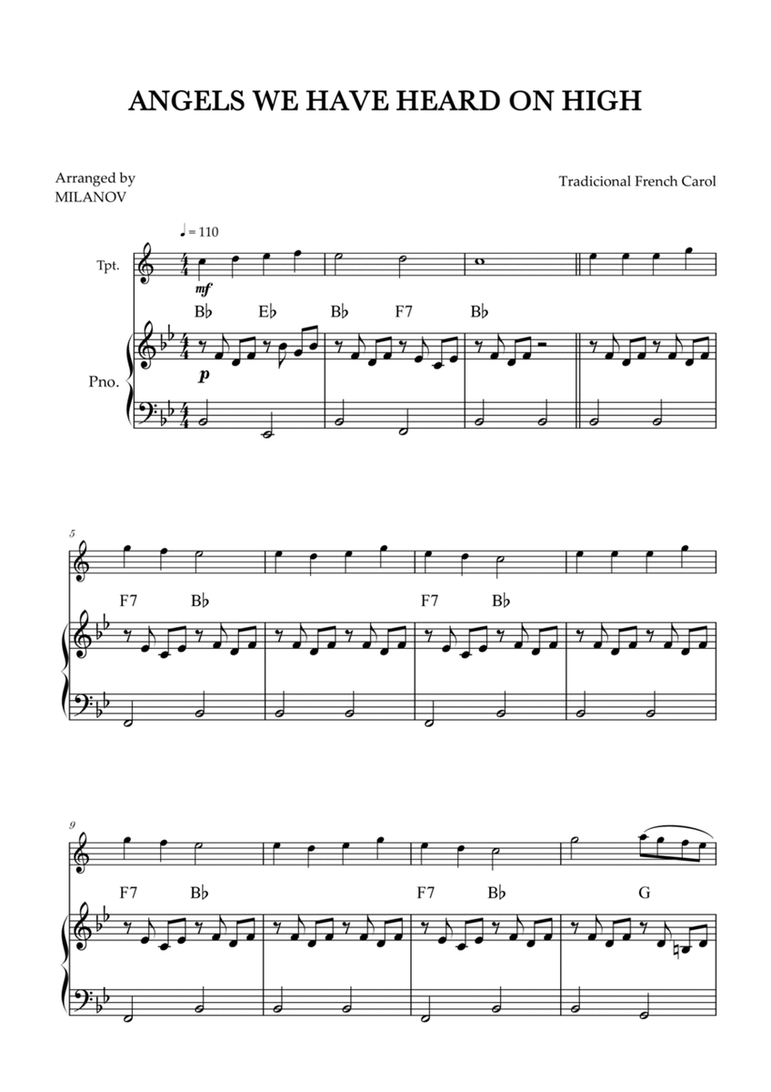 Angels We Have Heard on High | Christmas song | trumpet | easy beginner | Chords image number null
