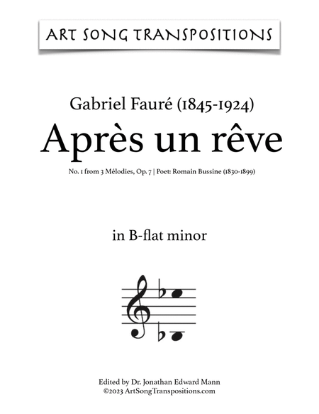 FAURÉ: Après un rêve, Op. 7 no. 1 (transposed to B-flat minor)