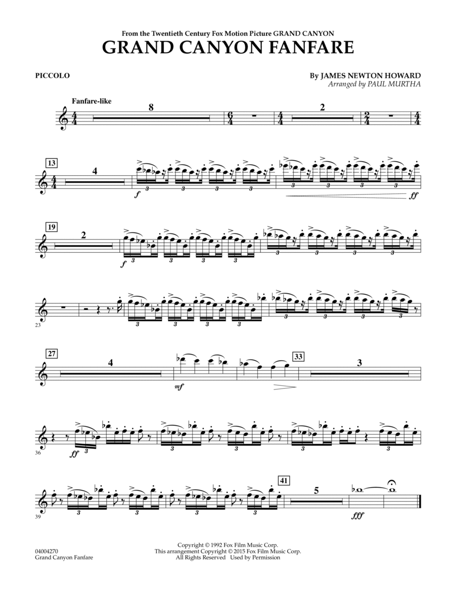 Grand Canyon Fanfare - Piccolo Piccolo scores gallery preview page 1