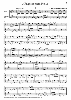 Three Page Sonata No. 2 (Flute and Clarinet in B flat)