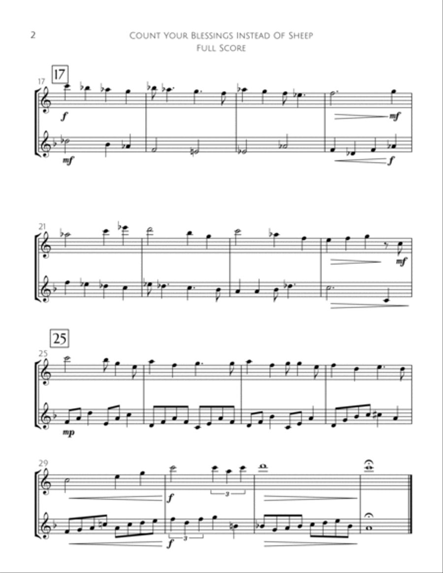 Count Your Blessings Instead Of Sheep Flute Duet scores gallery preview page 3