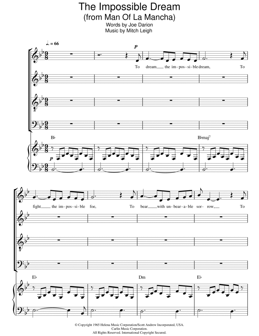 The Impossible Dream 4-Part scores gallery preview page 1