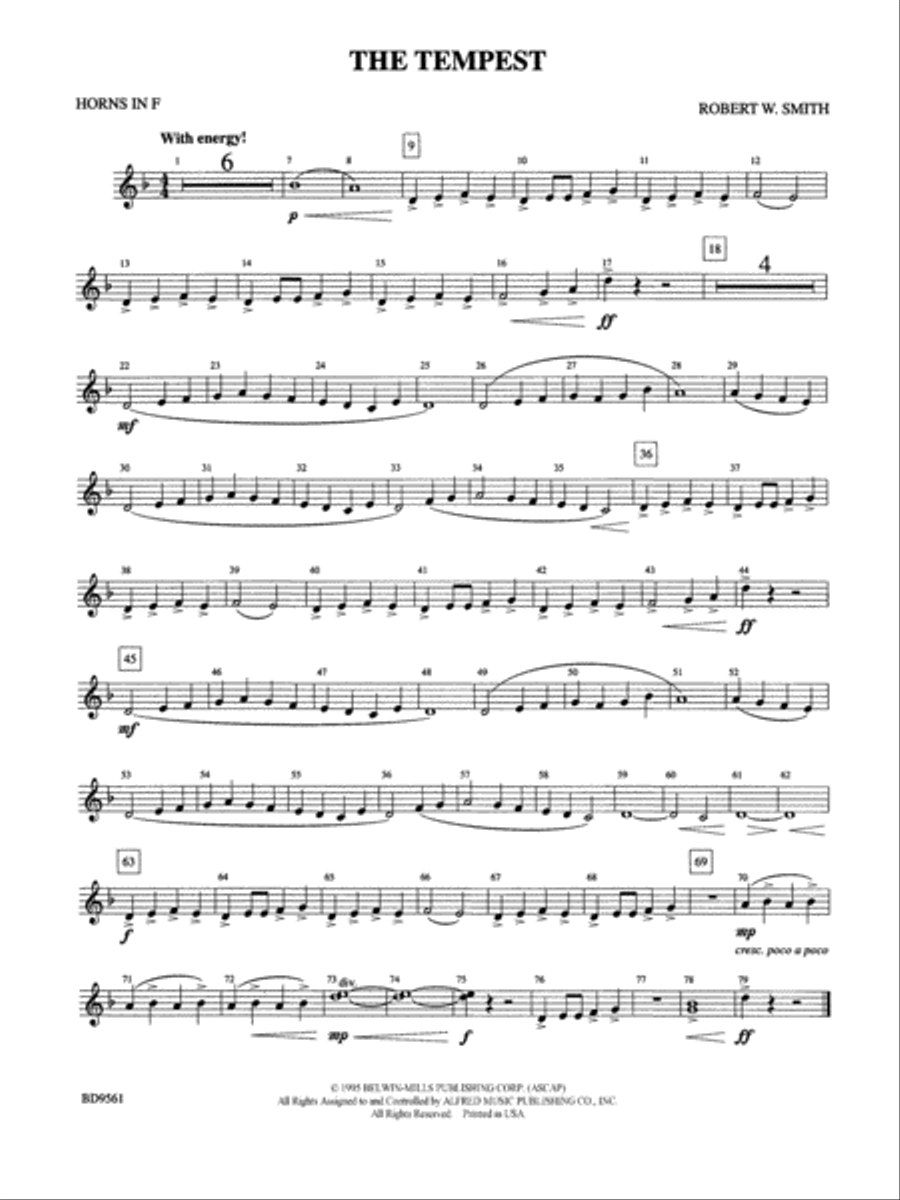 The Tempest: 1st F Horn Concert Band scores gallery preview page 1