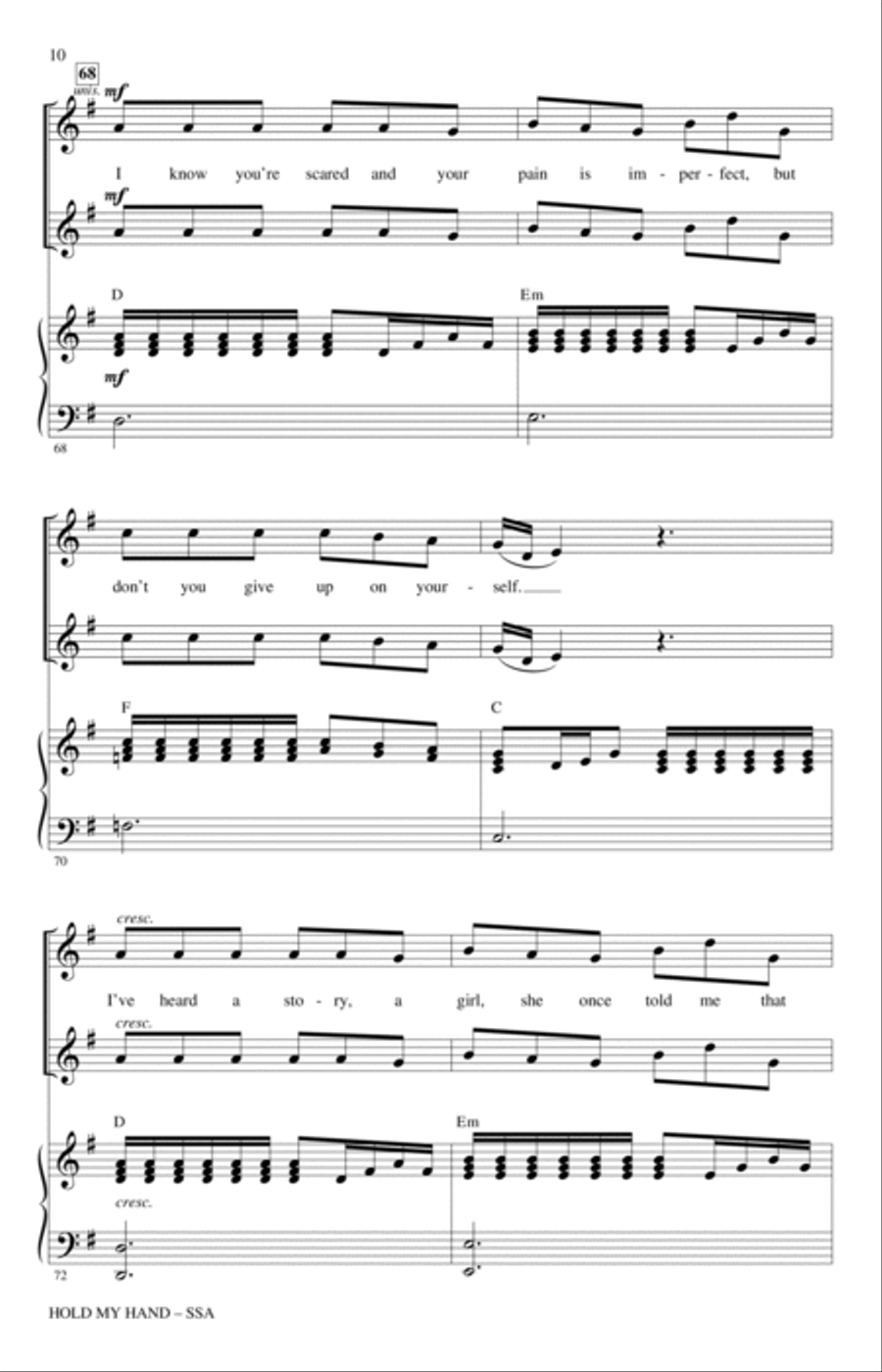 Hold My Hand (from Top Gun: Maverick) (arr. Mac Huff) SSA scores gallery preview page 9