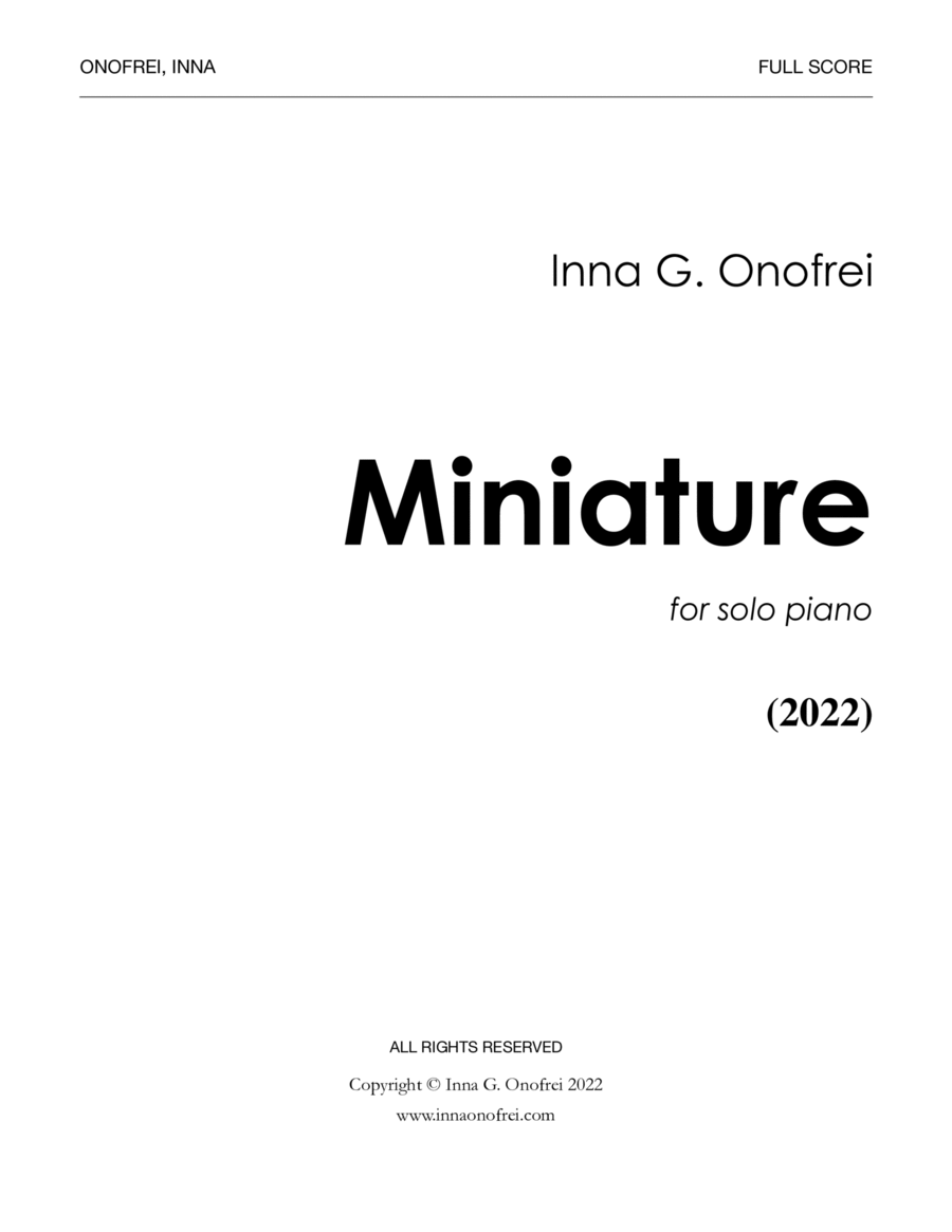 Miniature Miniature Piano Solo scores gallery preview page 1